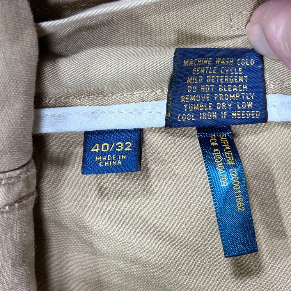 Polo Ralph Lauren Mens 40x32 Tan Khaki Five Pocket Straight‎ Leg Chino Pants
